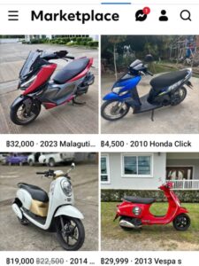 Scooters and motorcycles for sale on Facebook in Chiang Mai