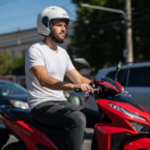 man riding honda click motorcycle