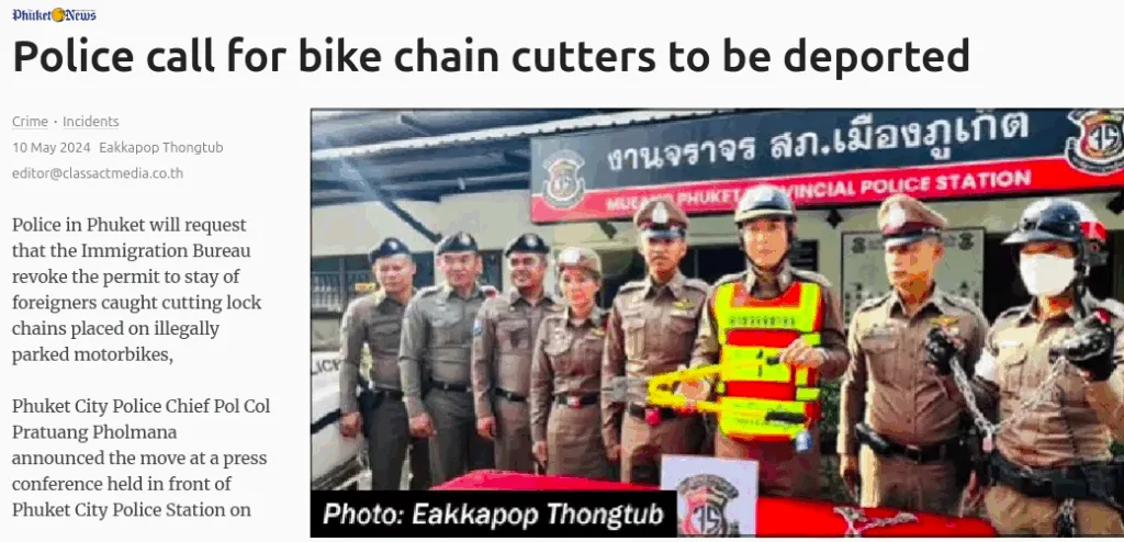 Police call for bike chain cutters to be deported