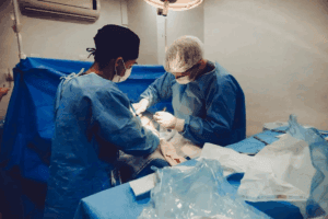 Person having surgery in a hospital