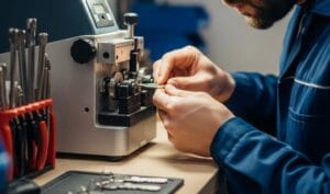 person cutting key