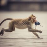 Monkey stealing motorbike key