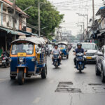 Thai Street with Took Took and motorcycles