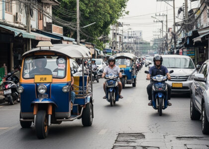 Thai Street with Took Took and motorcycles