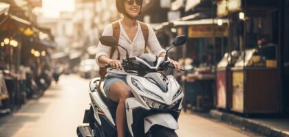 Woman riding Honda Click in CM