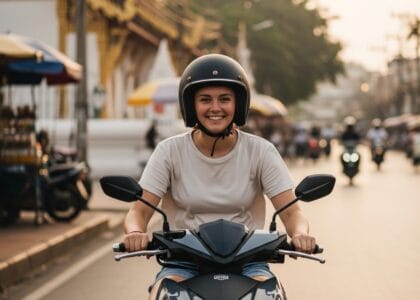 Woman riding scooter in Chiang Mai