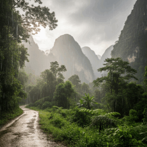 Wet mountain road, Thailand