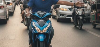 Scooter rider beeping and getting angry at another road user