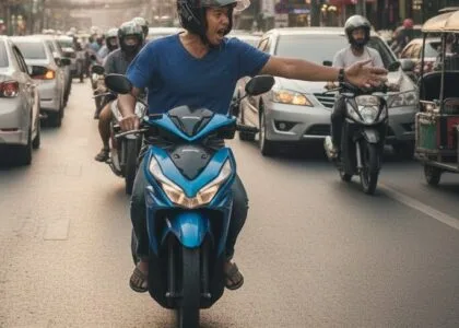 Scooter rider beeping and getting angry at another road user